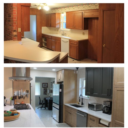 Before and after kitchen in Odem, TX